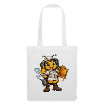 Hummel als Imker – Lustiges Bienenmotiv - Stoffbeutel - Weiß - Vorne
