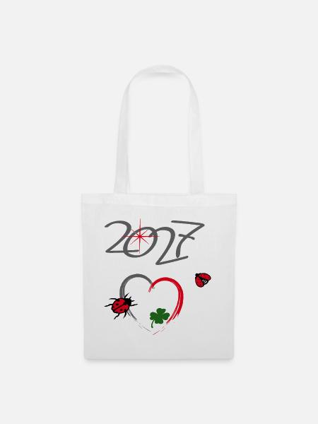 Neujahr 2027 Glücksdesign - Stoffbeutel - Weiß
