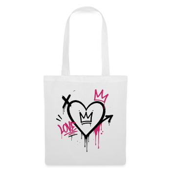 Graffiti-Herz mit rosa Krone - Stoffbeutel - Weiß - Vorne