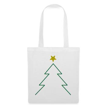 Weihnachtsbaum mit Stern - Schlichter Tannenbaum - Stoffbeutel - Weiß - Vorne