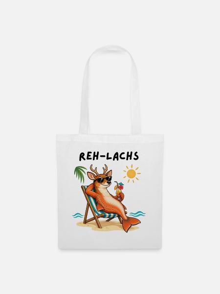 "Reh-Lachs" / Relax - Witziges Wortspiel - Stoffbeutel - Weiß