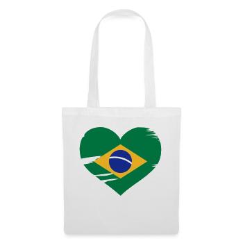 I love Brasil - Brasilien Flaggen Herz - Stoffbeutel - Weiß - Vorne