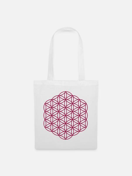 Blume des Lebens - Hexagon - Stoffbeutel - Weiß