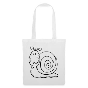 Lustige Schnecke - Schnecken - Natur - Wildnis - Stoffbeutel - Weiß - Vorne