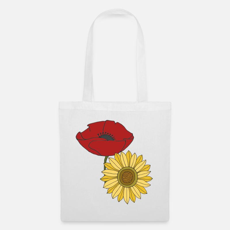 mohn sonnenblume - Stoffbeutel - Weiß