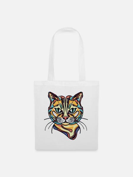 Bunte Katze - Stoffbeutel - Weiß