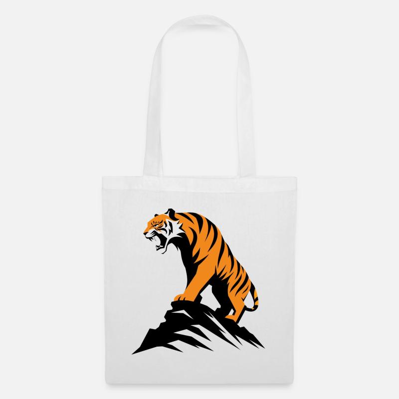 Tiger auf Felsvorsprung - Stoffbeutel - Weiß