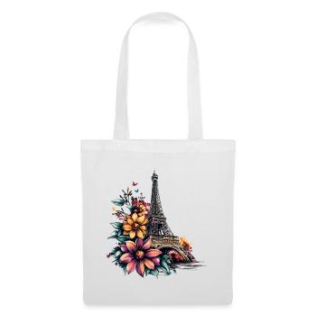 Paris Eiffel Tower France City Skyline Flowers - Tote Bag - white - Front