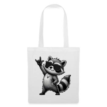 Waschbär mit Rock Pose Raccoon Rock Musik Musiker - Stoffbeutel - Weiß - Vorne