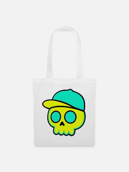 Neon Schädel Cap Streetwear - Stoffbeutel - Weiß