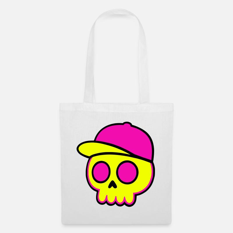 Neon Skull Cap Design - Stoffbeutel - Weiß