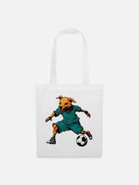 Hund Fussballer - Stoffbeutel - Weiß