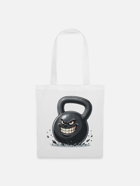 Wütende Kettlebell Kraftmonster - Stoffbeutel - Weiß