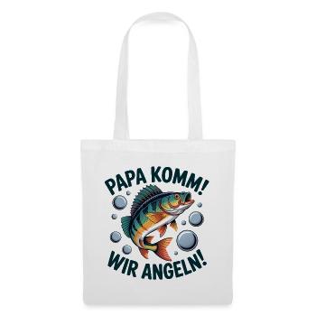 Papa Komm Wir Angeln - Stoffbeutel - Weiß - Vorne