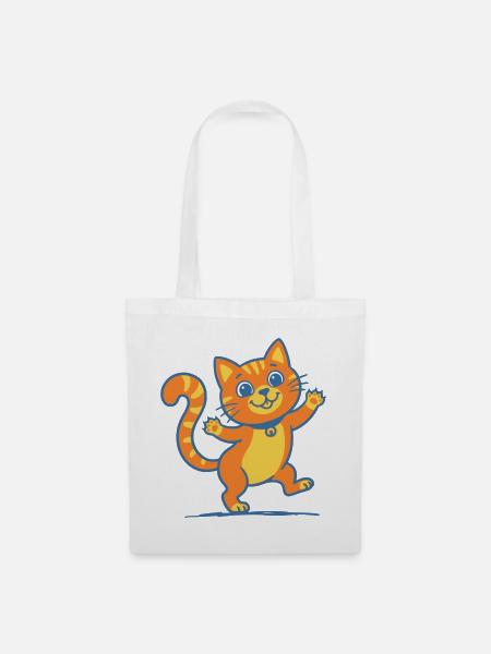 Lächelnde Orange Katze - Stoffbeutel - Weiß