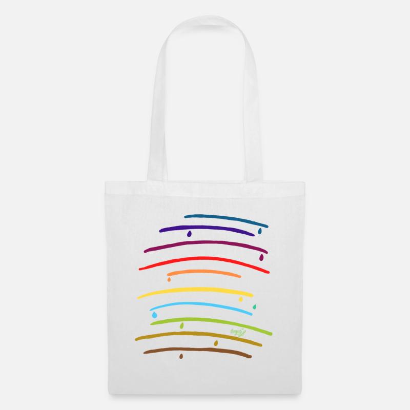 Regenbogenbögen mit Tropfen - Stoffbeutel - Weiß