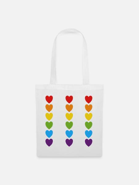 Stolz Regenbogenherzen - Stoffbeutel - Weiß