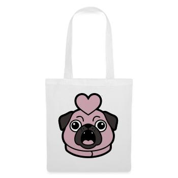 Mops Hund Herz Liebe Bellen - Stoffbeutel - Weiß - Vorne