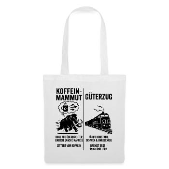 Koffein Mammut VS Güterzug - Stoffbeutel - Weiß - Vorne