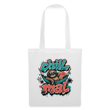 Chill Mal  Cooles Faultier Graffiti Design - Stoffbeutel - Weiß - Vorne