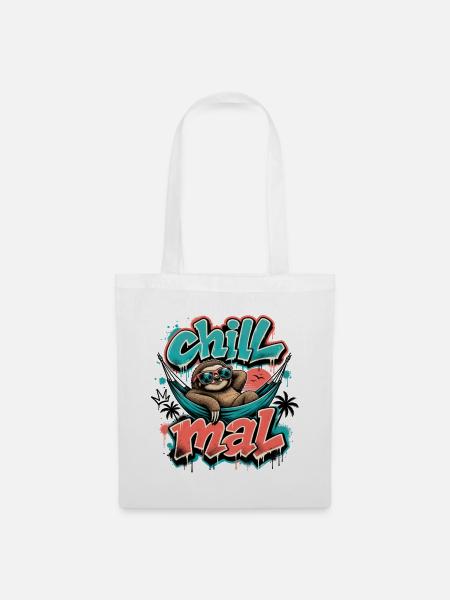 Chill Mal Cooles Faultier Graffiti Design - Stoffbeutel - Weiß