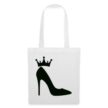 High Heels mit Krone – Elegante Queen Silhouette - Stoffbeutel - Weiß - Vorne