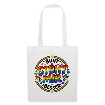 Bunt steht mir besser – Regenbogen Pride Spruch - Stoffbeutel - Weiß - Vorne