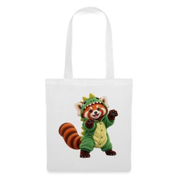 Roter Panda im Dinosaurierkostüm - Stoffbeutel - Weiß - Vorne