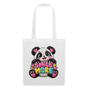 Panda Smile More Herz-Illustration - Stoffbeutel - Weiß - Vorne