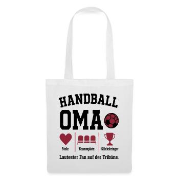 Fan Oma Handball – Stammplatz auf der Tribüne - Stoffbeutel - Weiß - Vorne