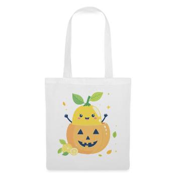 Zitrone im Halloween-Kürbis - Stoffbeutel - Weiß - Vorne