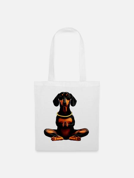 Dackel Yoga Doga - Stoffbeutel - Weiß