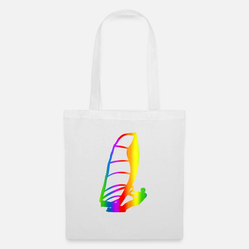 Bunter Windsurfen Regenbogen - Stoffbeutel - Weiß
