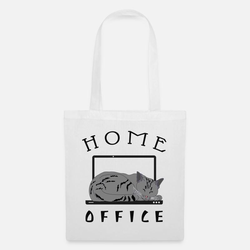 Chillende Katze im Home Office - Stoffbeutel - Weiß