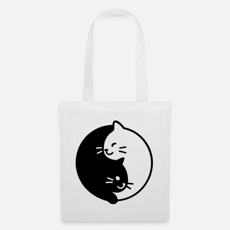 Yin und Yang katzen Duo - Stoffbeutel - Weiß