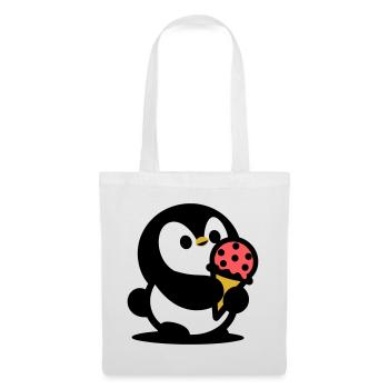 Kleiner Pinguin mit Eis - Stoffbeutel - Weiß - Vorne