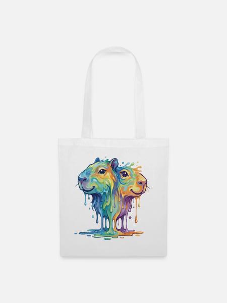 Schmelzende Regenbogen Capybara - Wasserschein - Stoffbeutel - Weiß
