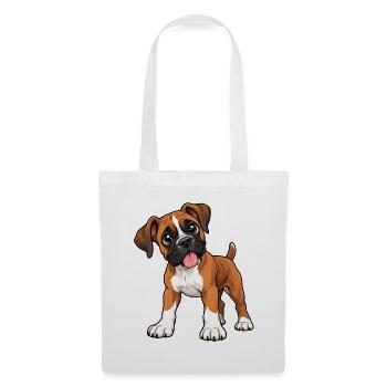 Boxer Kawaii Style – Süßer Hund - Stoffbeutel - Weiß - Vorne