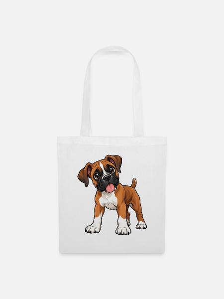 Boxer Kawaii Style – Süßer Hund - Stoffbeutel - Weiß