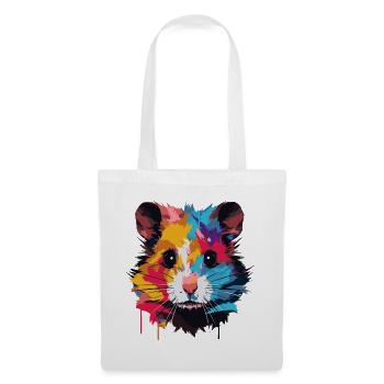 Farbenfrohes Pop-Art Hamsterporträt - Stoffbeutel - Weiß - Vorne
