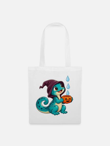 Kuscheldino Halloween Kürbis - Stoffbeutel - Weiß