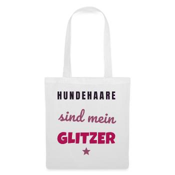 Hundehaare sind mein Glitzer Hunde Spruch - Stoffbeutel - Weiß - Vorne