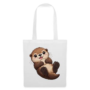 Seeotter Kawaii Style – Süßer Otter - Stoffbeutel - Weiß - Vorne