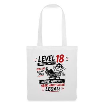 Level 18 Freigeschaltet Volljährig Legal Humor - Stoffbeutel - Weiß - Vorne