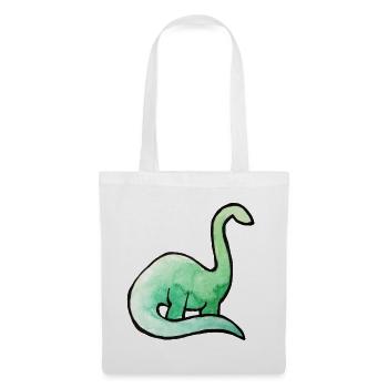 Smaragdgrünes Dino-Aquarell - Stoffbeutel - Weiß - Vorne