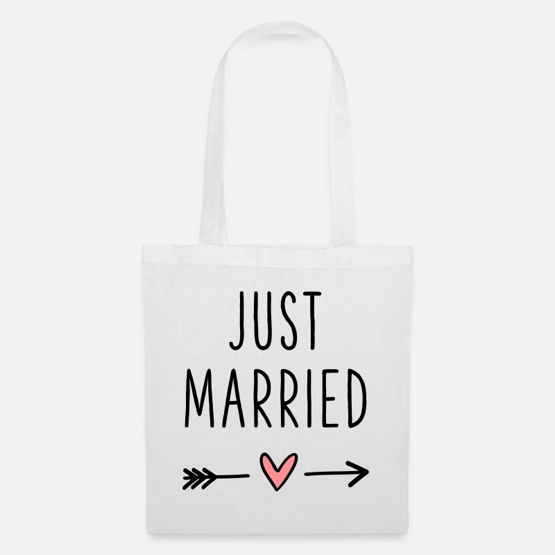 Just Married Herz Pfeil Liebe Hochzeitsreise - Stoffbeutel - Weiß