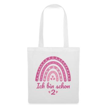 2. Geburtstag Mädchen Regenbogen Ich bin schon 2 - Stoffbeutel - Weiß - Vorne