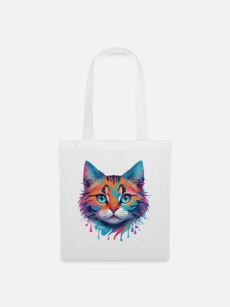 Niedliche Katze - Stoffbeutel - Weiß