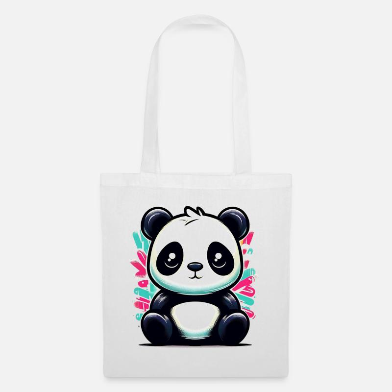 Panda - Stoffbeutel - Weiß