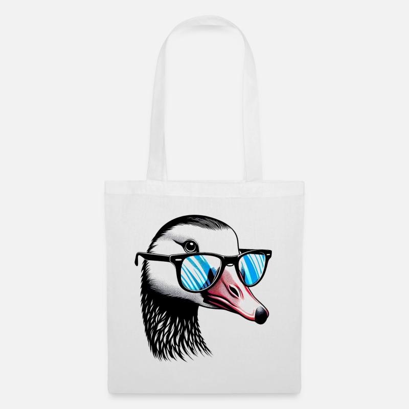 Gans mit Brille - Stoffbeutel - Weiß
